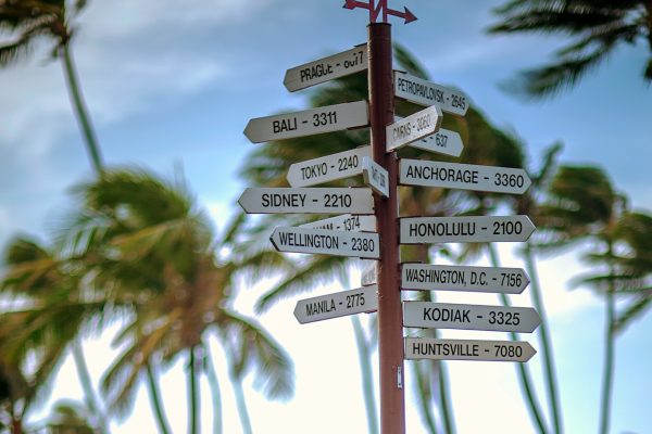 Signpost with different locations.